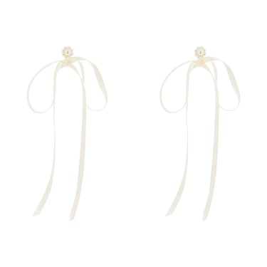 Simone Rocha Button Pearl Earrings With Bow Detail. Women