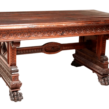 Antique Table, Library, Italian Renaissance Revival, Walnut, Early 1900s!!