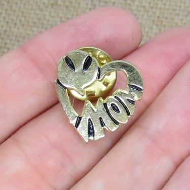 Vintage MOM Pin Gold Tone Gift for Her Groovy 70s Brooch 