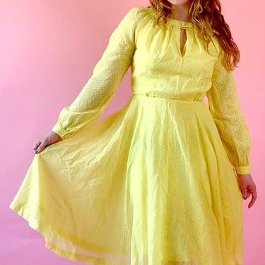 1970's Yellow Swiss Dot Dress Prototype Vintage Austin, TX