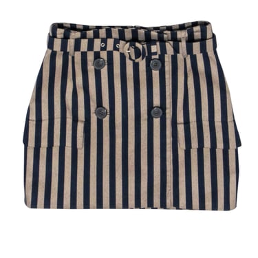 Jonathan Simkhai - Tan &amp; Navy Striped Mini Skirt Sz 0