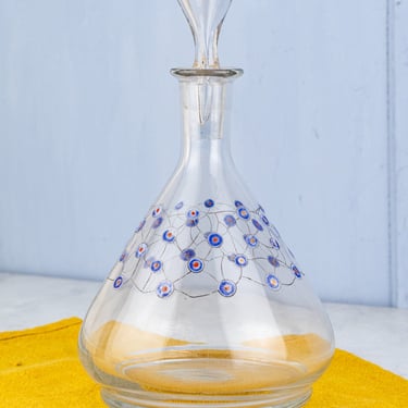 Antique French Clear Glass Enameled Decanter
