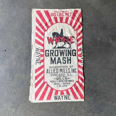 Vintage Wayne Growing Mash Feedsack Chicago, IL 