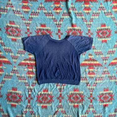 Vintage 1960s Raglan Thrashed Short Sleeve Sweatshirt 