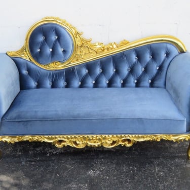 Rococo Style Heavy Carved Gold Leaf Large Long Sofa Chaise Lounge 3606