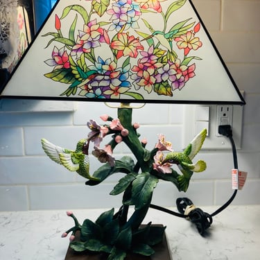 Garden Of Light Stained Glass Hummingbird Lamp by LeChalet