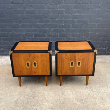 Mid-Century Modern Walnut Night Stands with Brass Accents by Glenn of California, c.1960’s 