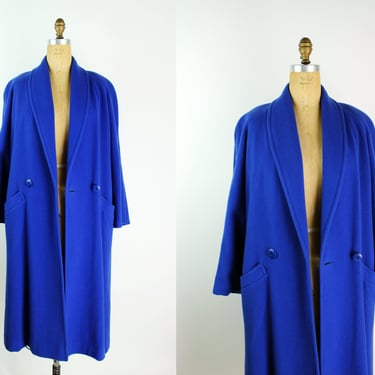 80s Royal Blue Coat / Vintage Coat /Vintage Wool Coat / 1980s / Size S/M/L / FREE US SHIPPING 