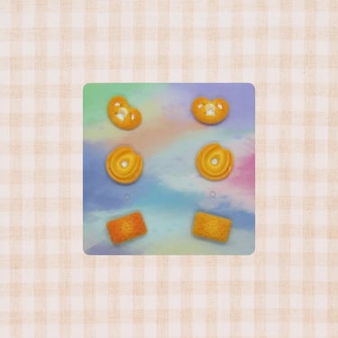 Tiny Food Stud Earrings Set - Grandma's Cookie Tin - Funny Novelty Pierced Earring Set 