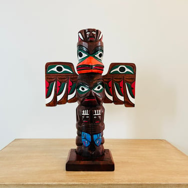 Vintage Native American Pacific Northwest Totem Pole Souvenir Ketchikan Alaska 16 Inches Tall 