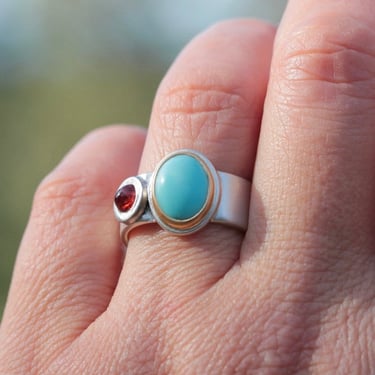 Big Sur | Sleeping Beauty Turquoise + Red Sapphire Ring