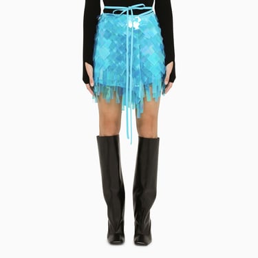 The Attico Blue Mini Skirt With Geometric Sequins Women