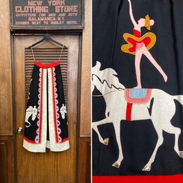 Vintage 1960’s Malcolm Starr Circus Appliqué Felt Wrap Maxi Skirt, Pop Art, Mod, 1960’s, Appliqué, Malcolm Starr, Horse, Circus, 1960’s, 