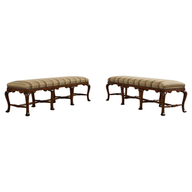 Pair of Formations Califia Upholstered Walnut Bench Seats