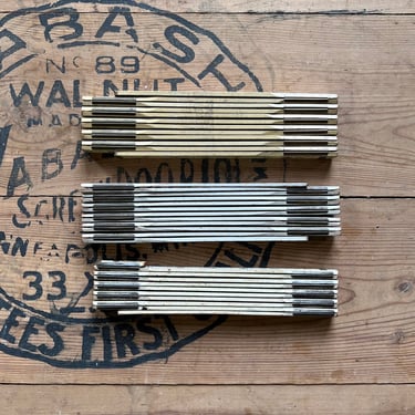 Vintage Lot of 3 Wood Folding Rulers 