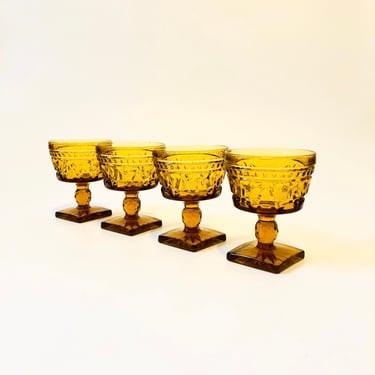 Amber Coupe Glasses by Indiana Glass - Set of 4 