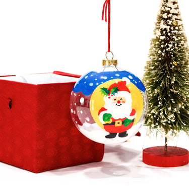 VINTAGE: Reverse Painting Santa Christmas Ornament in Box - Santa Ornaments - Christmas Decor - SKU 29-B-00013144 