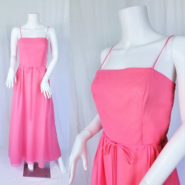 1960's Barbie Pink Cotton Long Maxi Dress I Sz Med I House of Bianchi 
