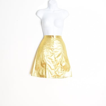 vintage 60s skirt metallic gold mod gogo high waisted short mini skirt XS clothing 