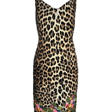 Moschino Cheap & Chic Leopard Print Dress with Embroidered Florals, New/Old