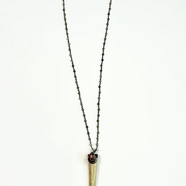 Rebecca Frazier Antler Tip w/ Mexican Fire Opal and Moonstone Chain Necklace