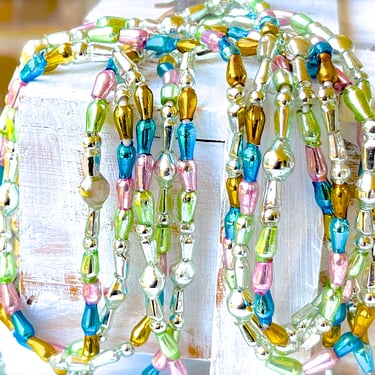VINTAGE: Japan - 86" Rare Large Mercury Glass Tree Garland - Glass Bead Garland - Hollow Beads - Made in Japan - SKU 16-B1-00034223 