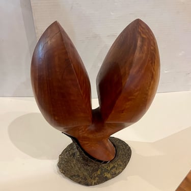 1960's California Design Mid Century Abstract Walnut & Bronze Sculpture