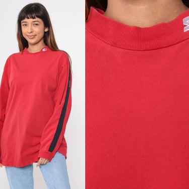 90s Starter T Shirt Red Striped Long Sleeve Shirt Black Retro Streetwear Athletic Tshirt Retro Tee Vintage 1990s Sports Cotton Men's Large 