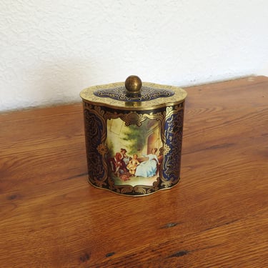 Vintage Storck Candy Tin Litho Metal With Lid West Germany Victorian Design 