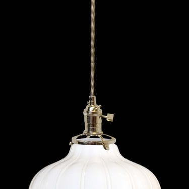 Custom 1920s White 9 in. Milk Glass Pendant Light