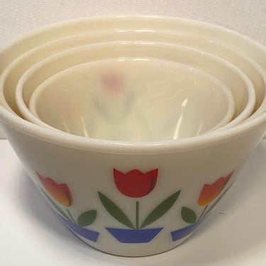 Fire King Tulip Mixing Bowl Set 