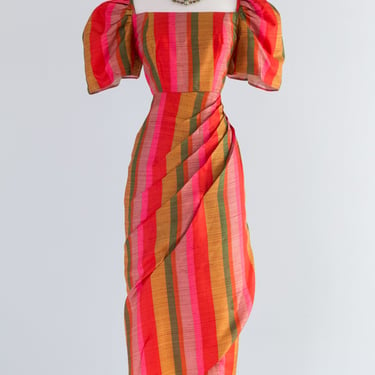 Fabulous 1960's Rainbow Striped Terno Dress From Spain / SM