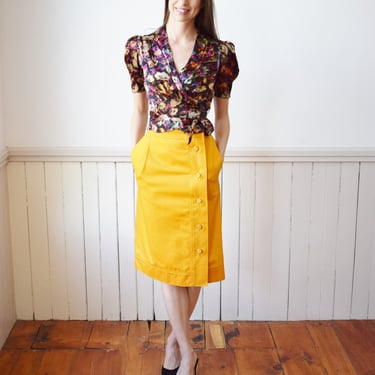 90s Saint Laurent Marigold Cotton Skirt | XS/S 