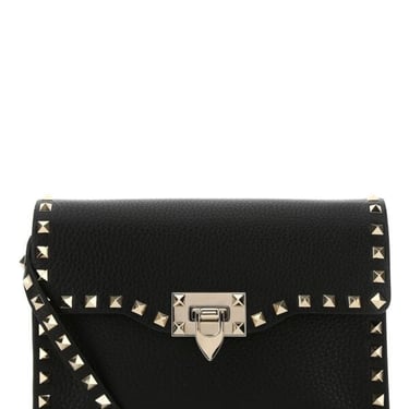 Valentino Garavani Women Black Leather Rockstud Crossbody Bag