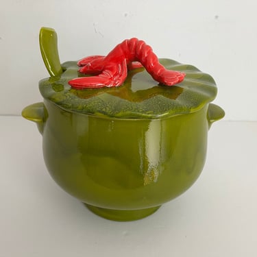 Ceramic Lobster Soup Tureen by California Pottery 