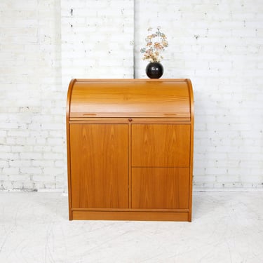 Vintage MCM Scandinavian roll top teak desk | Free delivery only in NYC and Hudson Valley areas 