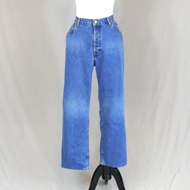 90s Gap Loose Fit Jeans - 33" waist - Ankle Length - Button Fly - Blue Denim Pants - Vintage 1990s/Y2K Straight Leg - 28" inseam 