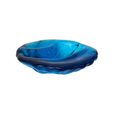 Biomorphic Blue Glass Ashtray or Catch-All