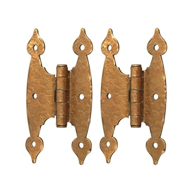 Pair of Arts &#038; Crafts 3.5 x 1.75 Copper Plated Offset Cabinet Hinges
