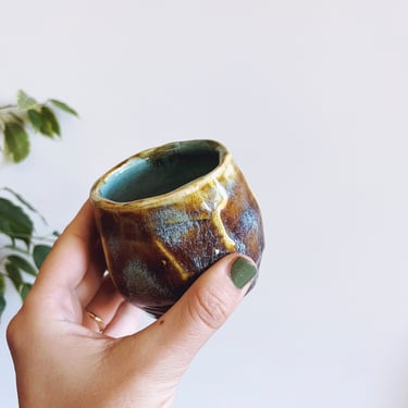 vintage glazed ceramic pottery mini planter 
