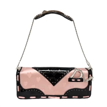 Dior Pink + Black Satin Heart Bag