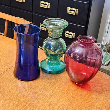 Modern Boho Glass Vase Bottle Set Decor Glassware 