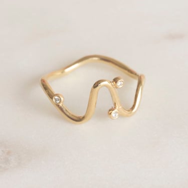 14k Gold Squiggle Diamond Ring