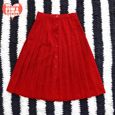 Sassy Vintage 70s 80s Red Pleated Skirt 