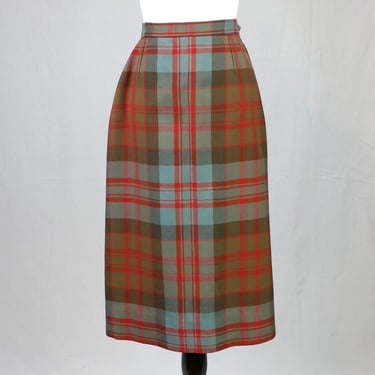 50s Plaid Wool Skirt - 24