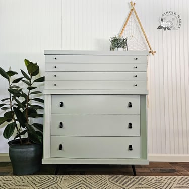 Refinished Vintage Broyhill Highboy Dresser 5 Drawer Mid Century Modern Style Read ENTIRE Listing Regarding Shipping Info 