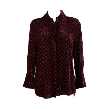 Gucci Burgundy Velour Button Down