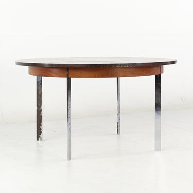 Richard Young Mid Century Round Rosewood and Chrome Lazy Susan Dining Table - mcm 
