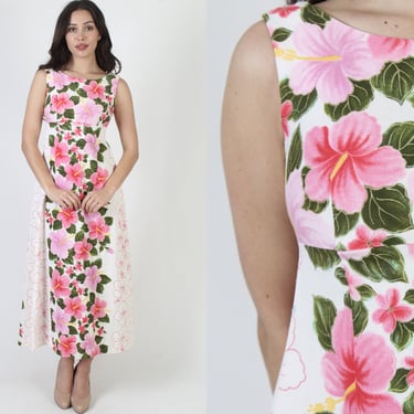 Authentic 1960's Ui Maikai Hawaiian Floral Maxi Dress 