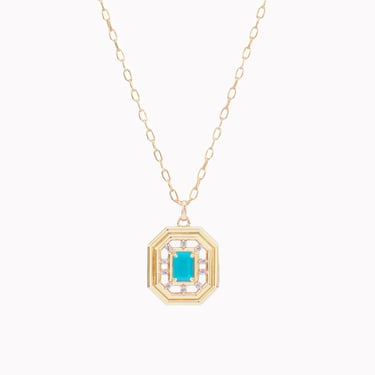Geometric Revival Midi Nouveau Turquoise Necklace
